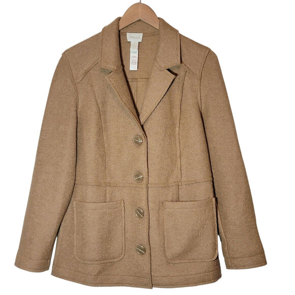 Chico's Jackets & Blazers - Chico's Wool Blend Tailored Blazer Jacket Button Front Camel Tan Size 1 Medium